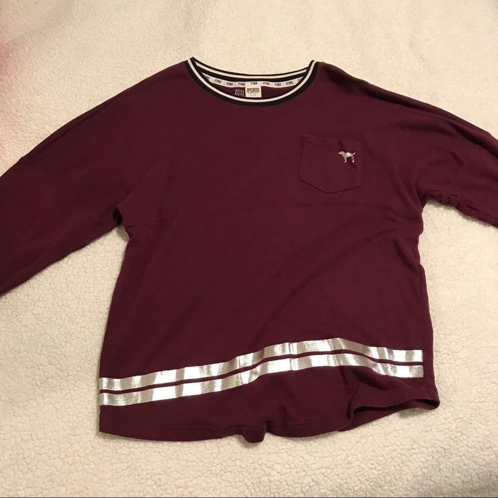 PINK Maroon Jersey Top w/ Sequins